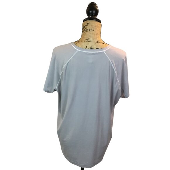 Athleta Womens Large Light Gray Short Sleeve Knot Front Activewear Top Nylon/Spa - Picture 3 of 7